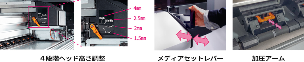 薄紙や波打ちにも対応する、柔軟なメディアセッティング